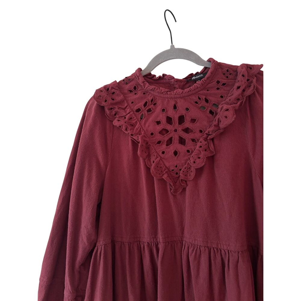 Madewell Burgundy Eyelet Detail Dress M - Picture 3 of 10